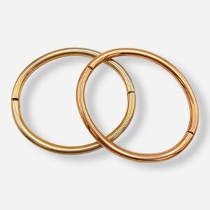 2‎ QVC Milor Gold Bracelet Stainless Steel Rose Slim Bangle Hinged Lot Of Two